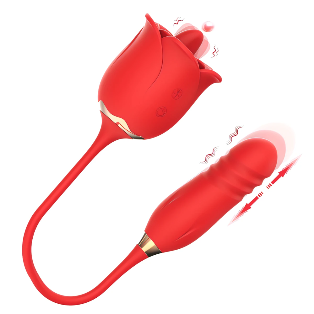 Wild Dual Rose Tongue Vibrator Toy