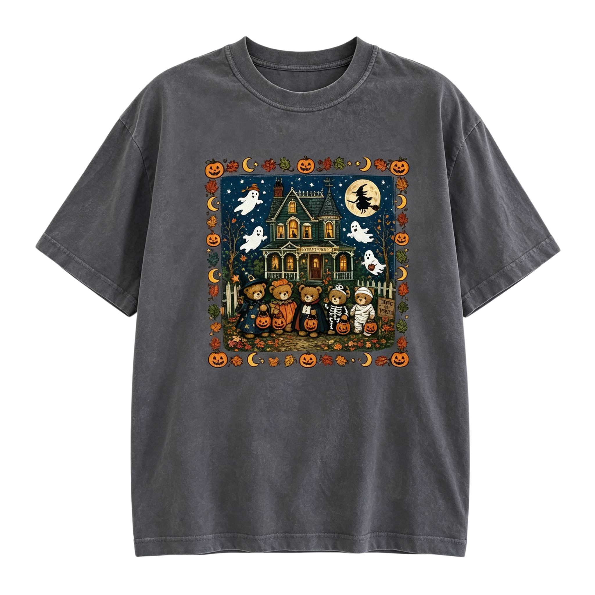 Vintage Halloween Ghost House Graphic T-Shirt