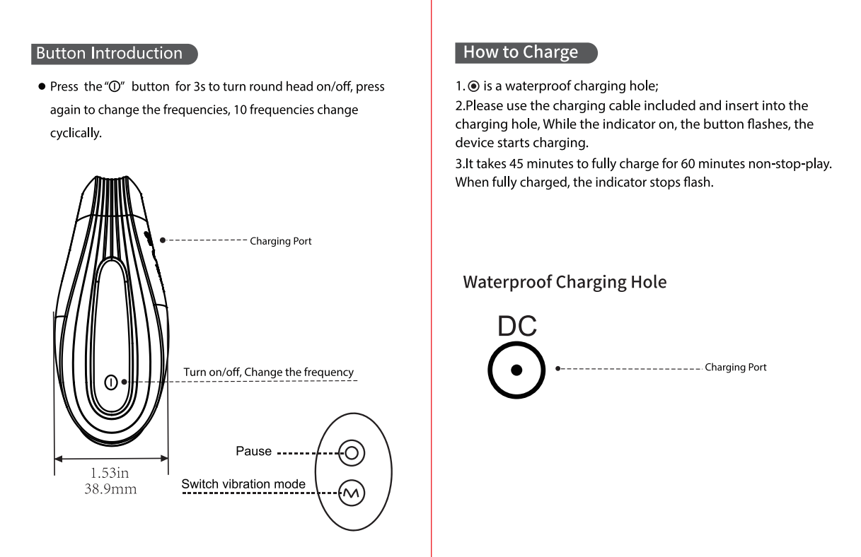 Button introduction on high frequency hands free clitoral vibrator