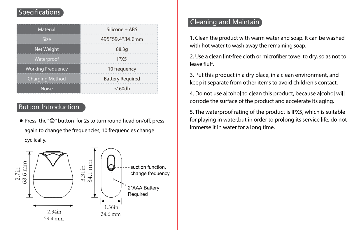 Rose Sucking Vibrator Sex Toy User Manual