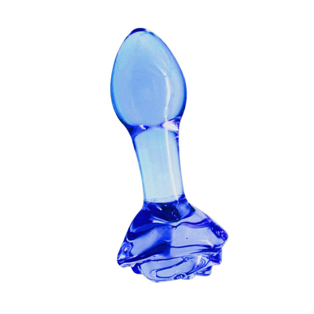 Three Colors Optional Rosebud Anal Glass Plug