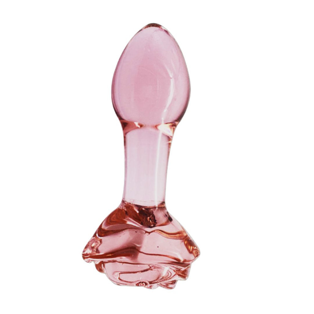 Three Colors Optional Rosebud Anal Glass Plug