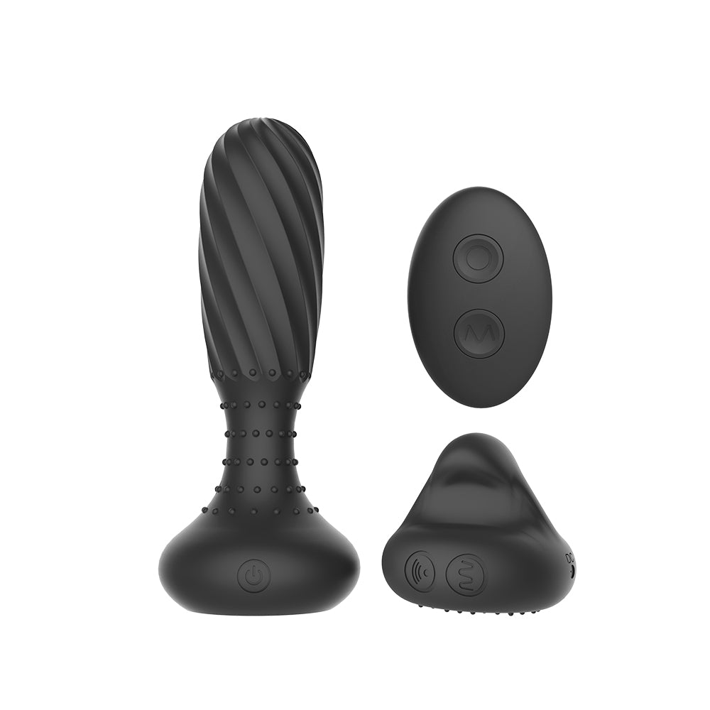 Black 360 Degree Vibrating Butt Plug with Bump