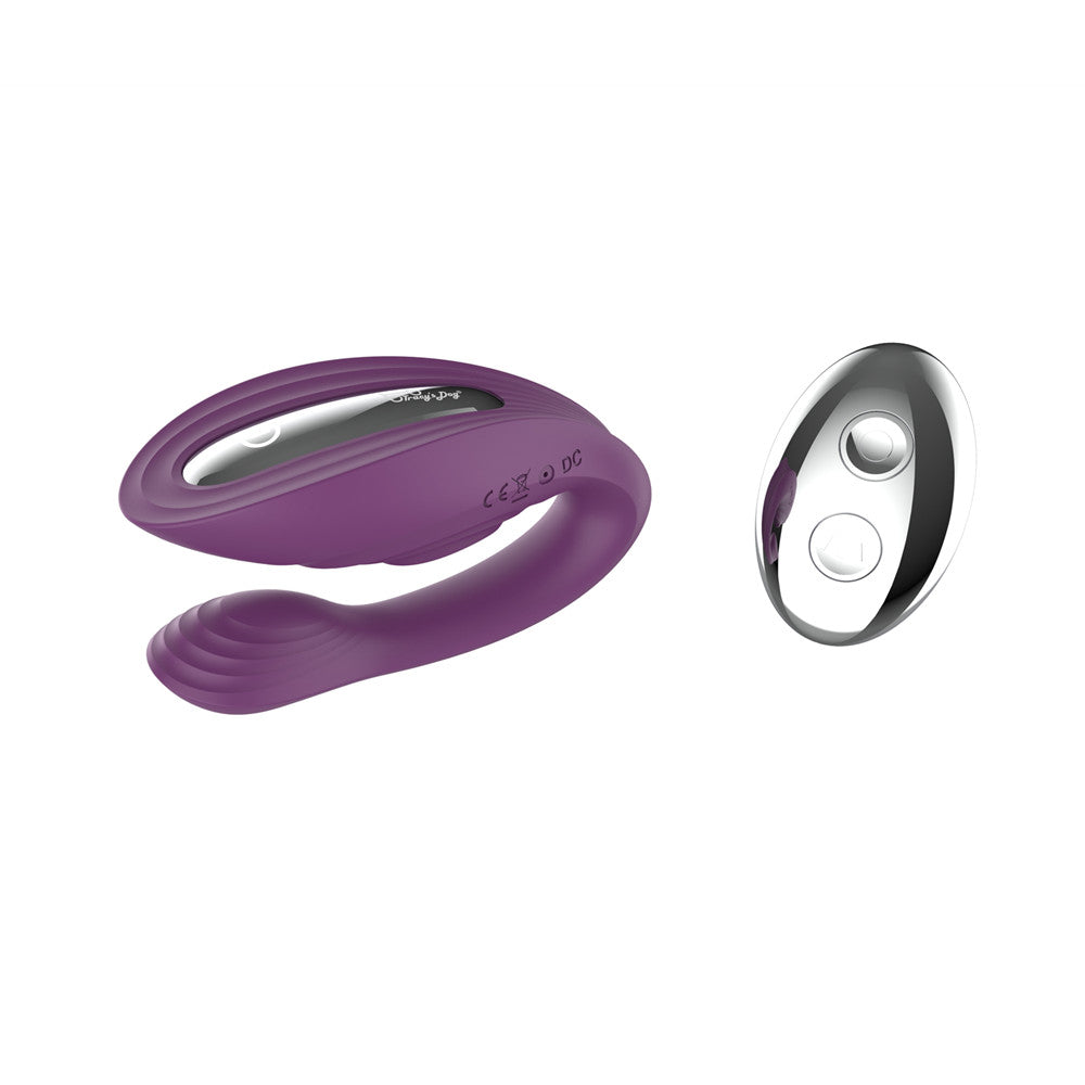Purple high frequency hands free clitoral vibrator with remote control