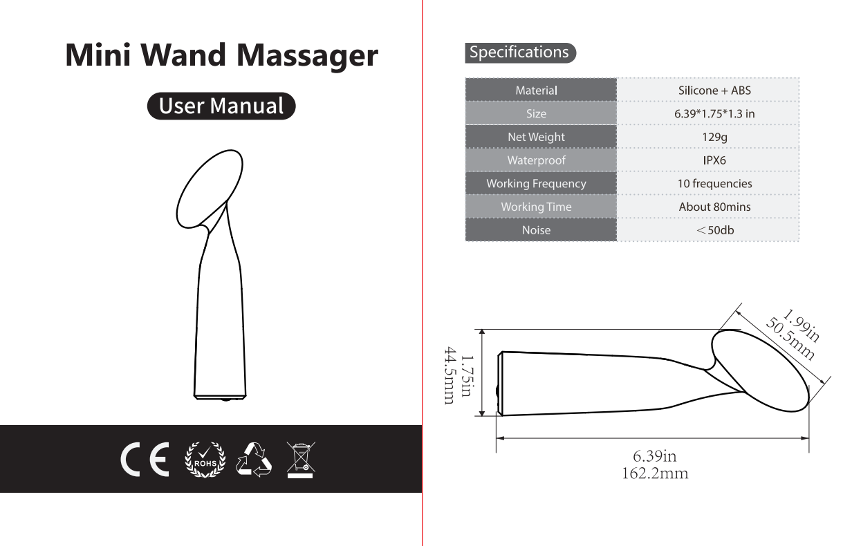 Mini Wand Vibration Massager in Black