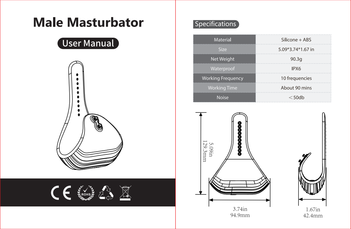Wearable Male Masturbation Toy in Black
