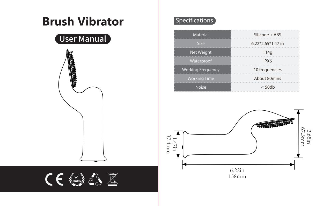 Black Brush Clitoral Stimulation Vibrator for Women