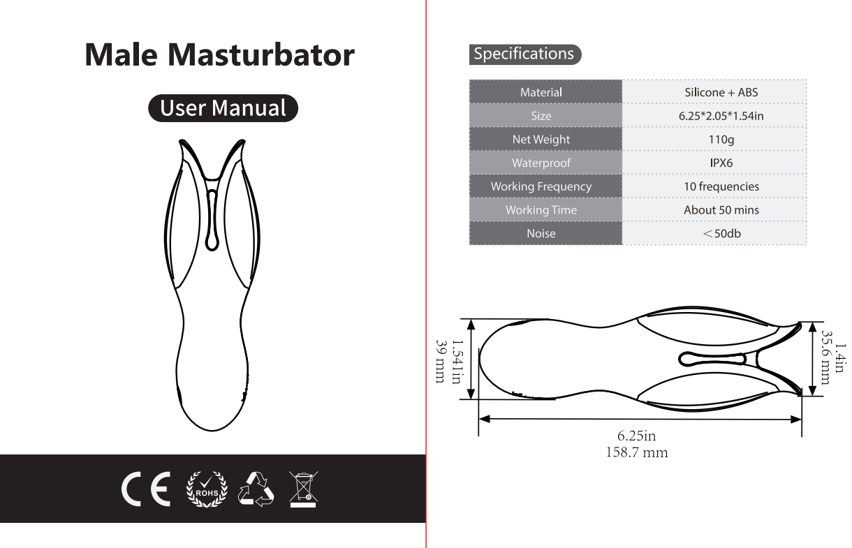 Male Sex Masturbator Cup in Black