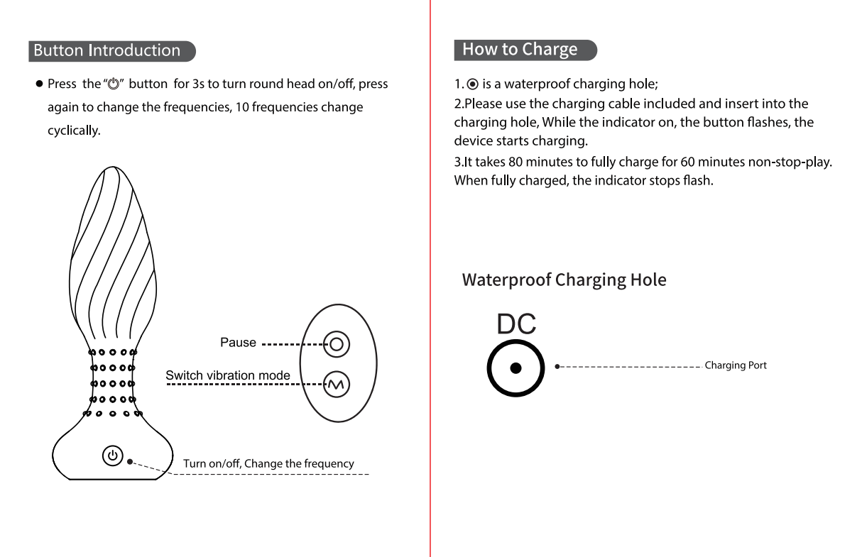 How to charge black vabrating tapered butt plug 
