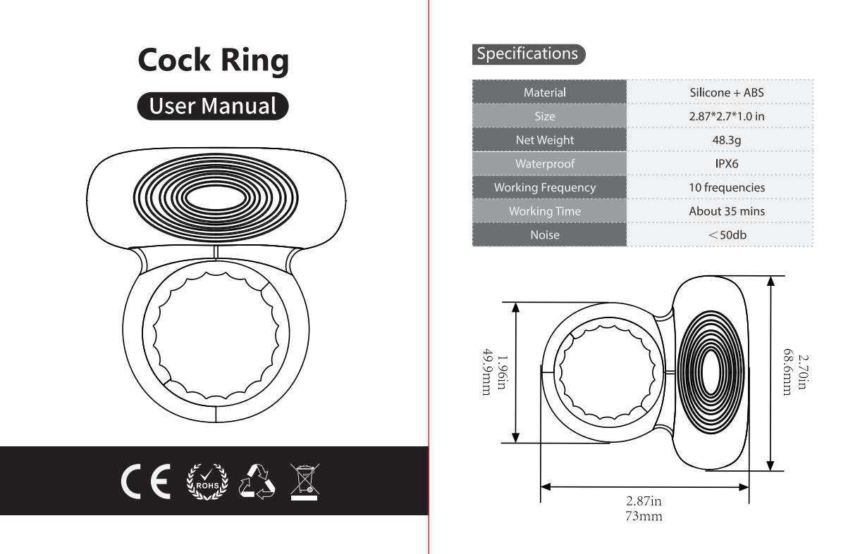 Black Vibrating Cock Ring for Men